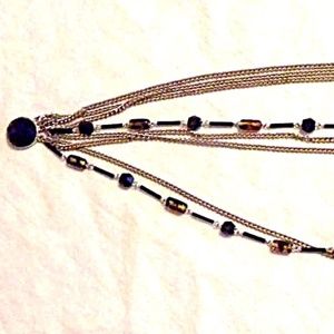 Vintage necklace  With black and amber glass beads,
